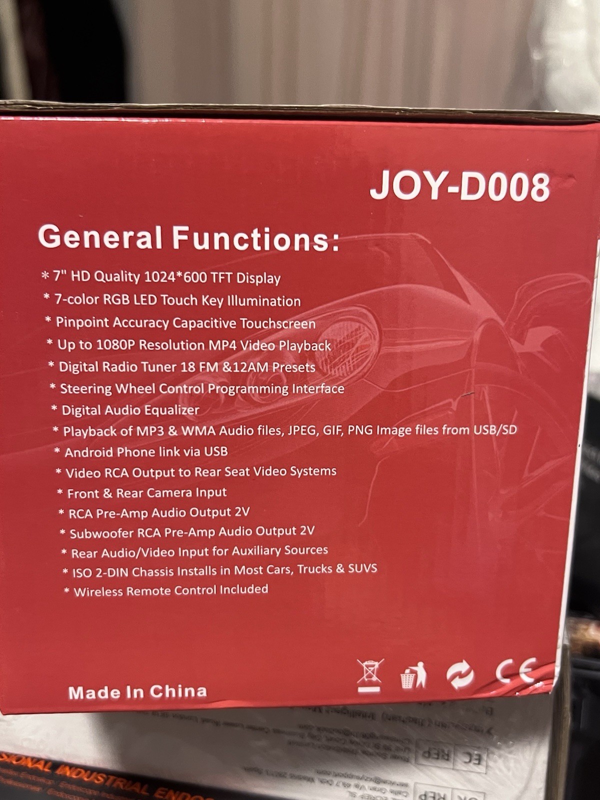 JoyBring JOY-D008 Double Din Car Stereo 7” Touchscreen Bluetooth USB AUX NEW