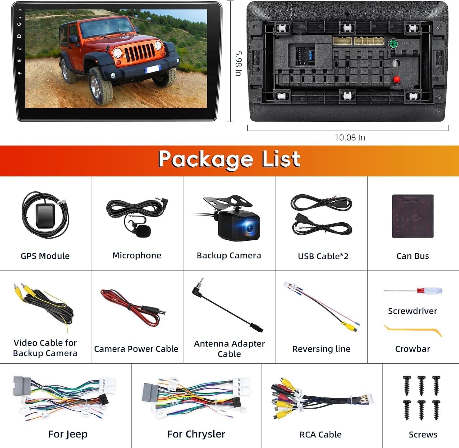 Wireless CarPlay Android Auto Stereo for Jeep Wrangler JK^