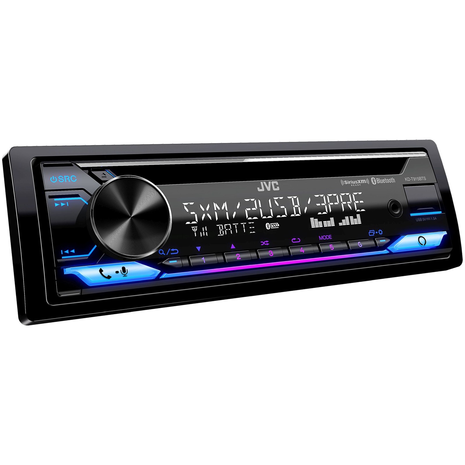 JVC KD-T915BTS CD BT Dual USB AUX Alexa SirusXM Radio Tuner Control Interface