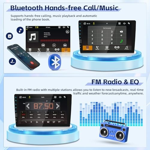 9 Inch Single Din Car Stereo Android Auto, 1 Din Touch Screen Wireless Carplay