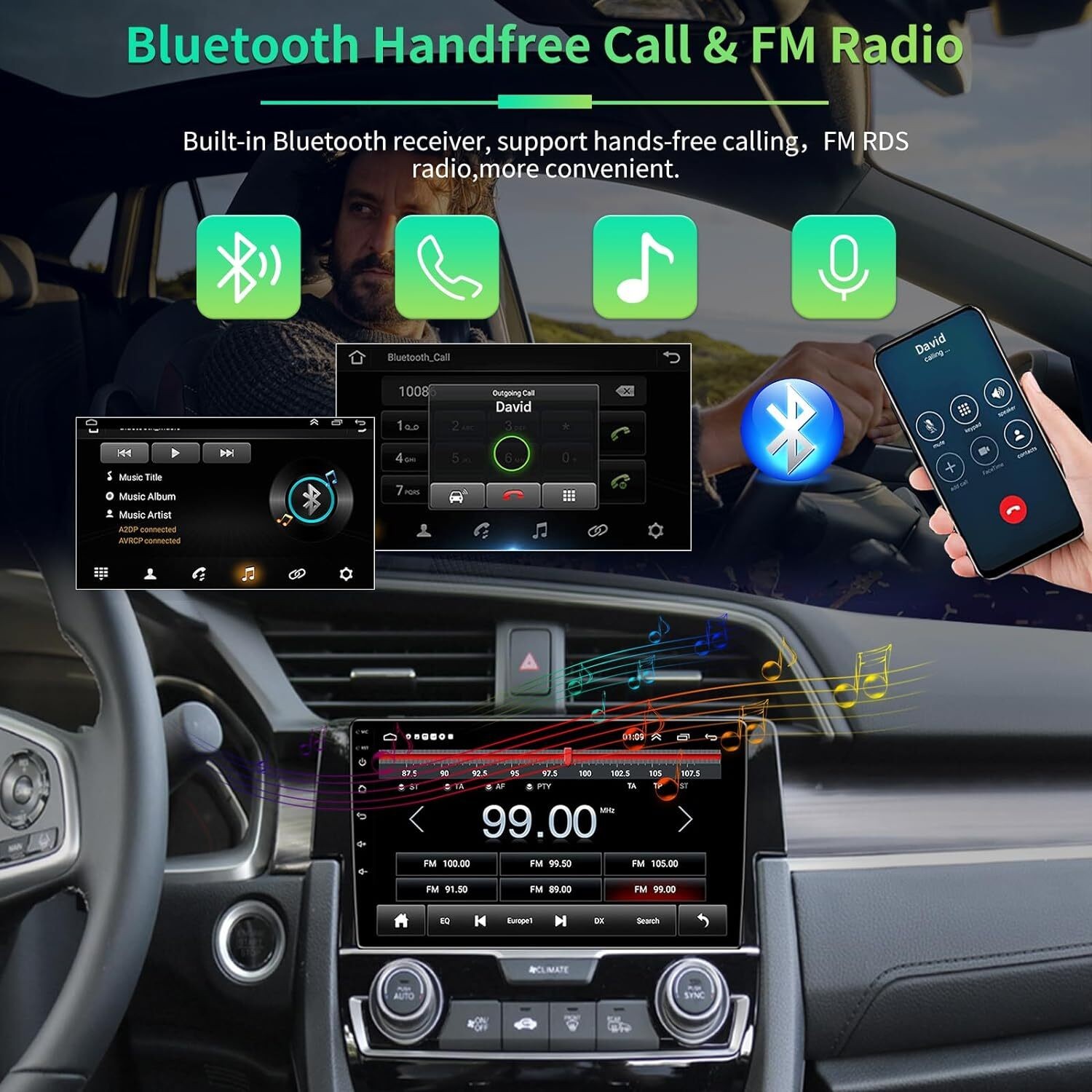 9” Android 13.0 Radio For Honda Civic 2016-2021 4Core 4+64G WiFi GPS Car Player