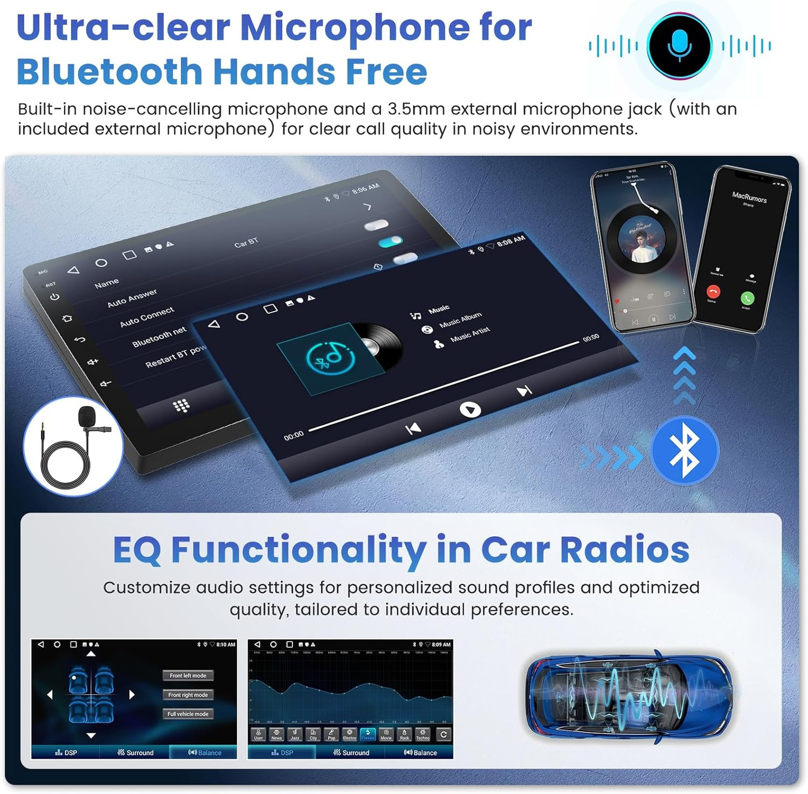 5Ghz WiFi Car Stereo Android 15 10 Inch Touchscreen GPS Bluetooth FM RDS Backup
