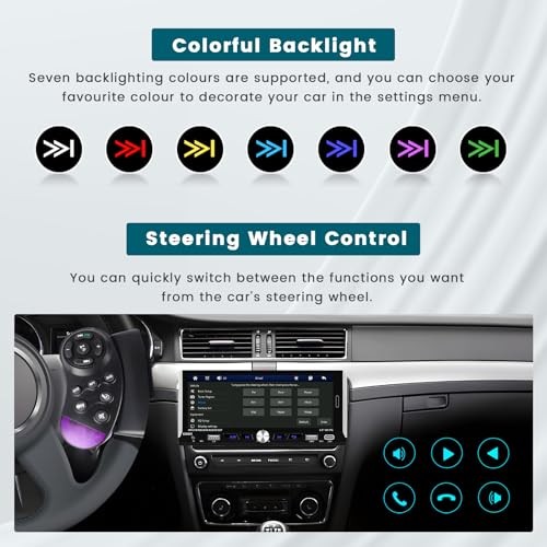 6.9 Inch Car Stereo Single Din Wireless Carplay Android Auto, Touch Screen