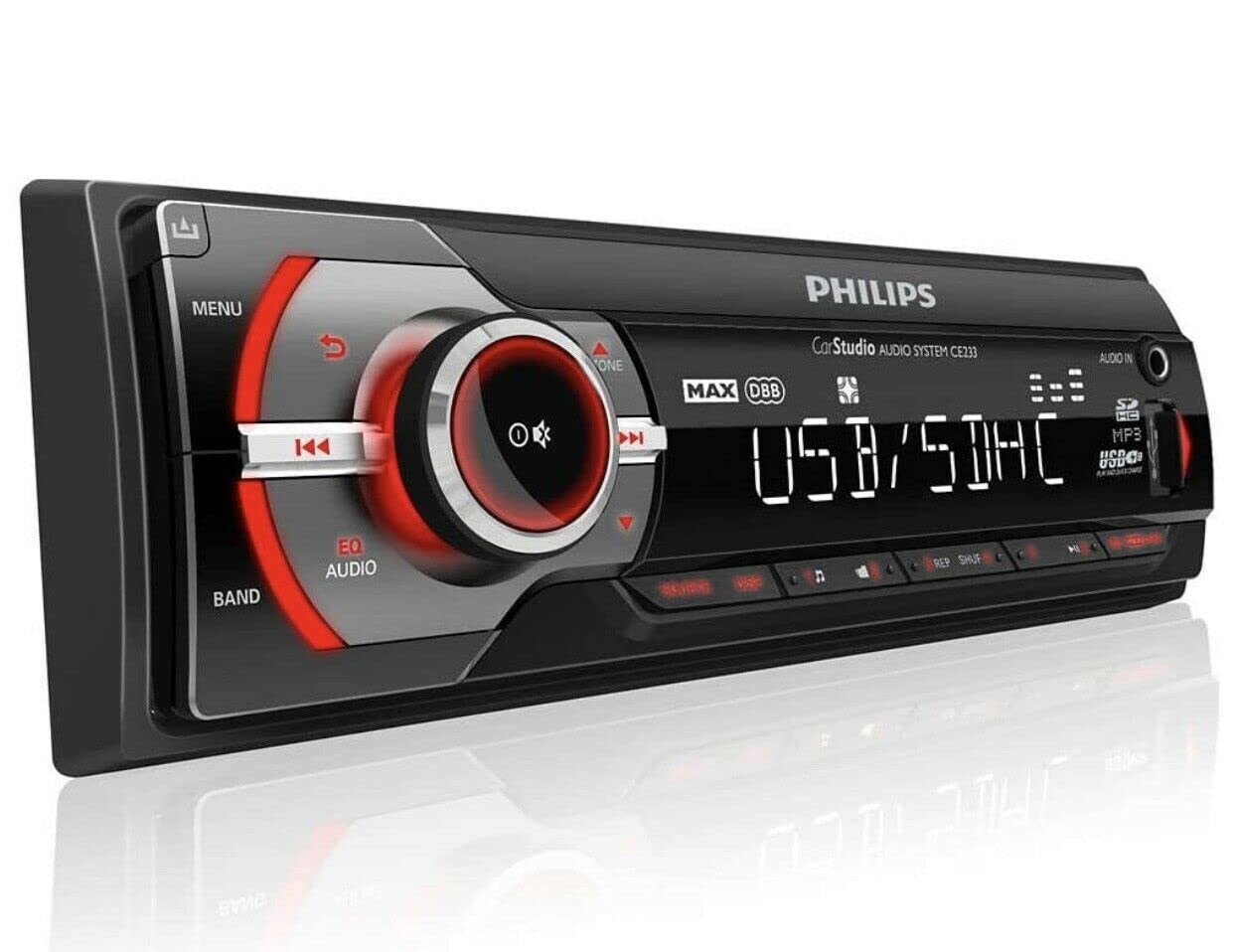 Philips Single DIN Car Stereo Receiver 50W x 4 USB AUX AM/FM Detachable Face NEW