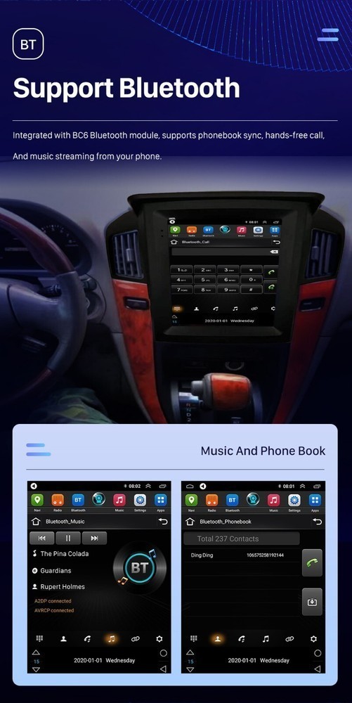 9.7″ Tesla Style Android Car Stereo For Lexus RX300 1998-2003 CarPlay 4GB+64GB