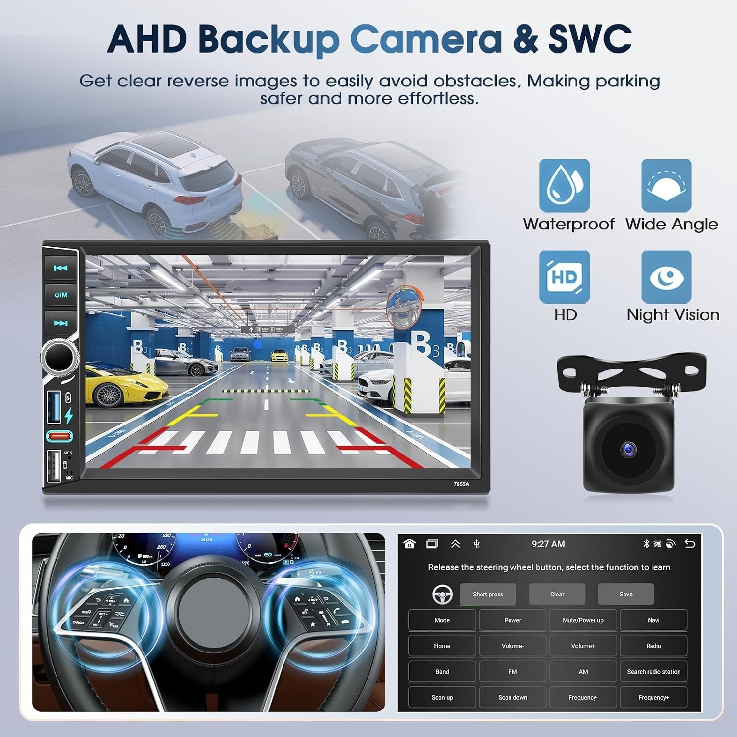 7 Inch 8 Core [4+64G] Double Din Car Stereo Radio Touch Screen Bluetooth Audi…