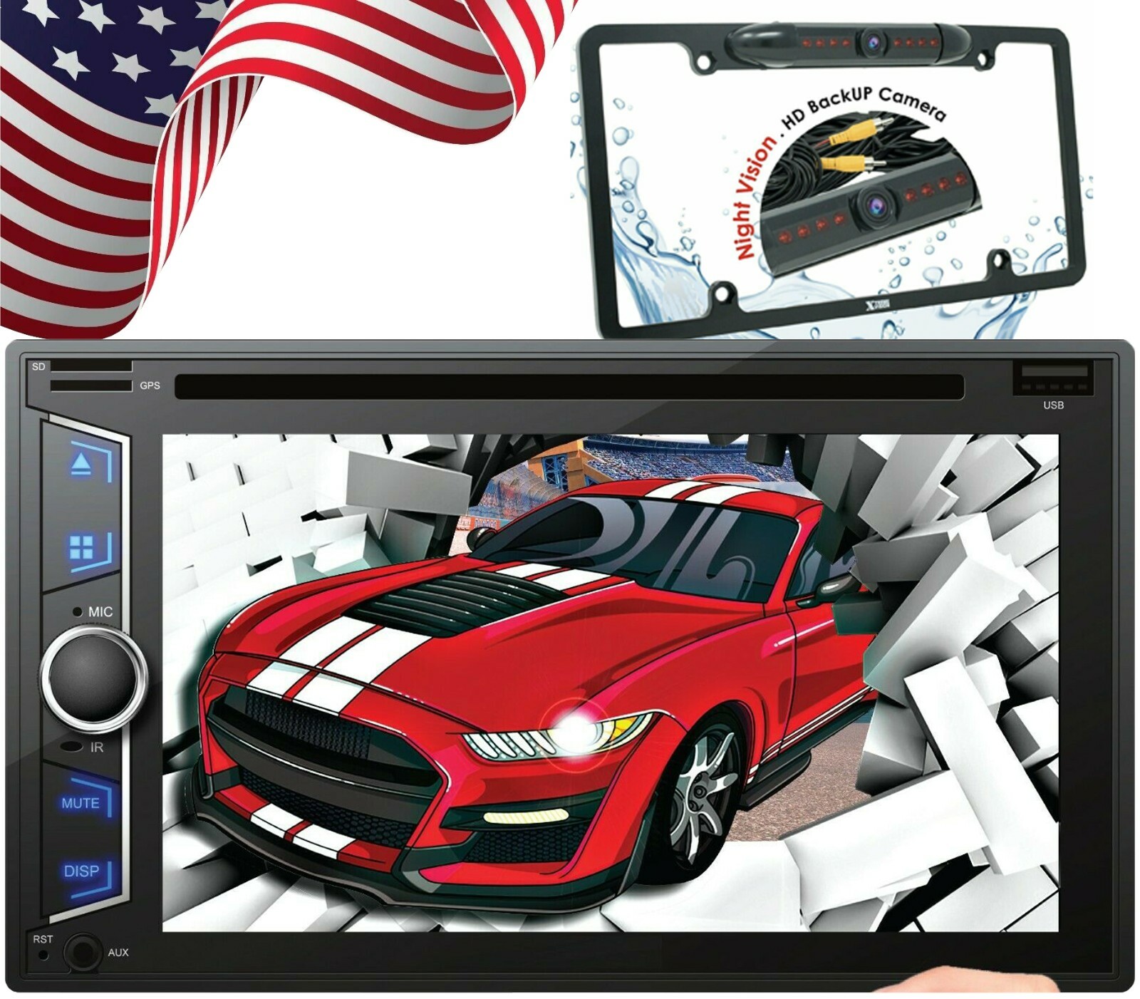 Audiotek AT-D76ML 2Din 6.2″ Touchscreen Radio Mirror Link+ Rearview Cam XV-30LCC