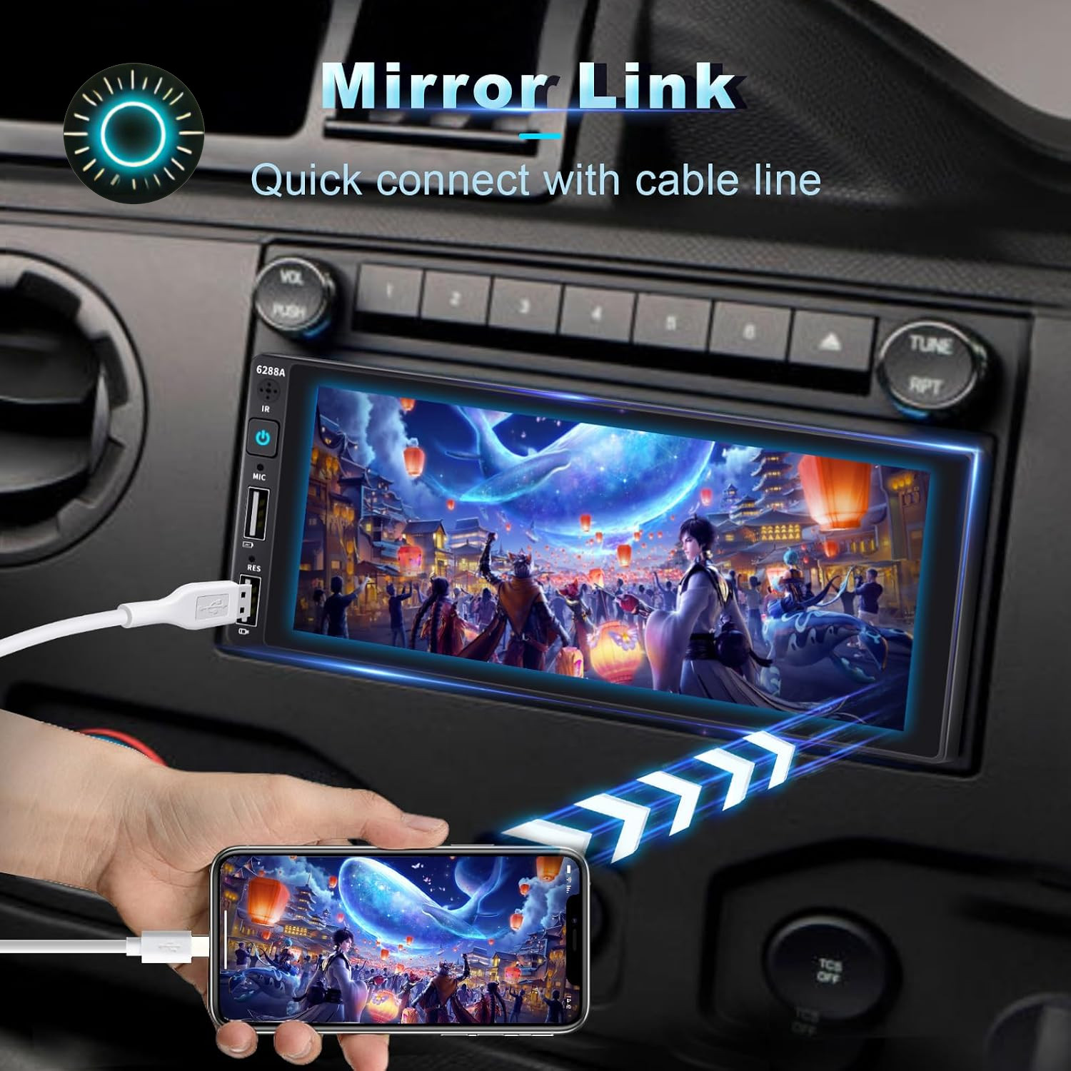 Wireless Single Din Car Stereo with Apple Carplay Ips Touch Screen Car Radio wit