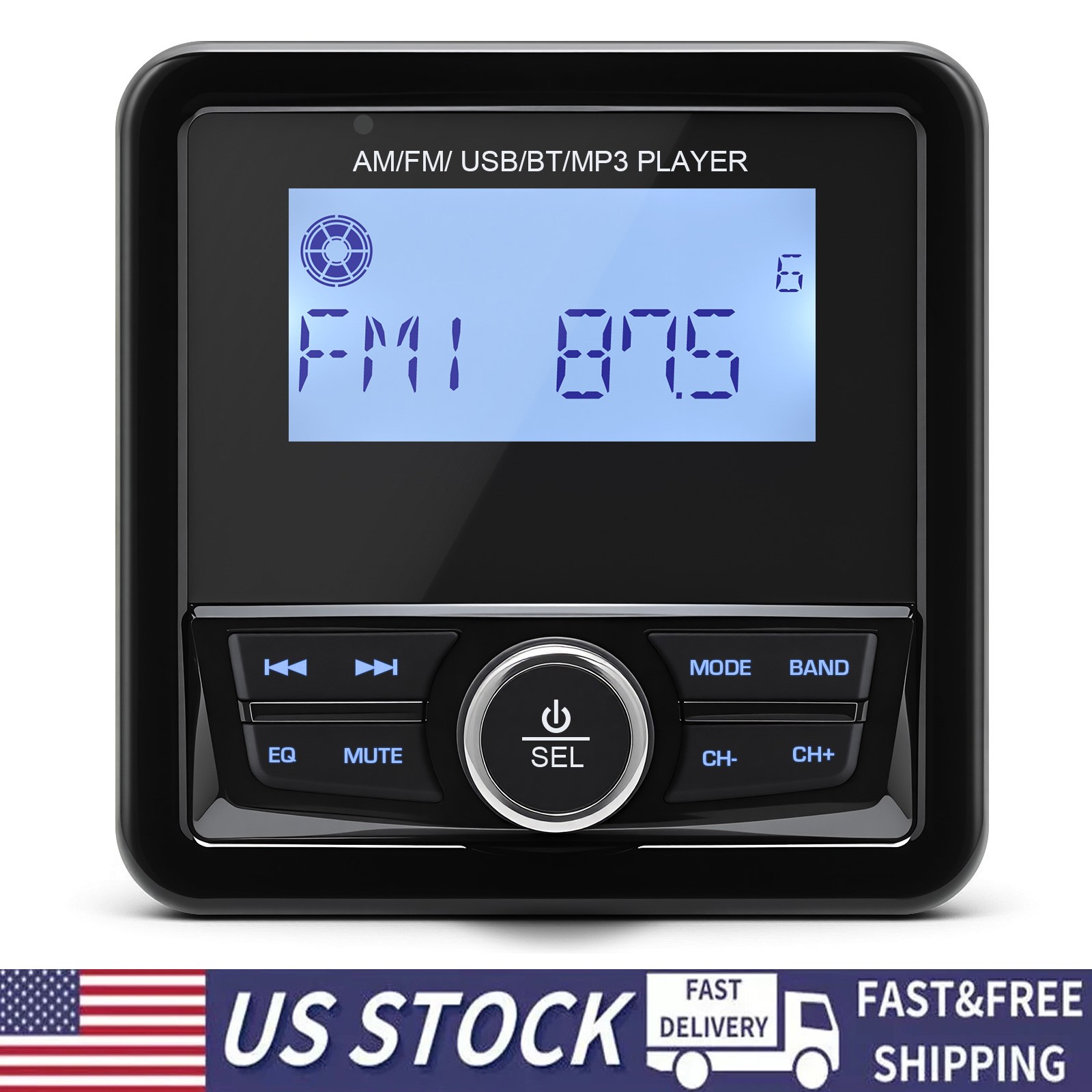 Marine Digital Media Receiver Bluetooth Waterproof LCD Display Boat Radio System