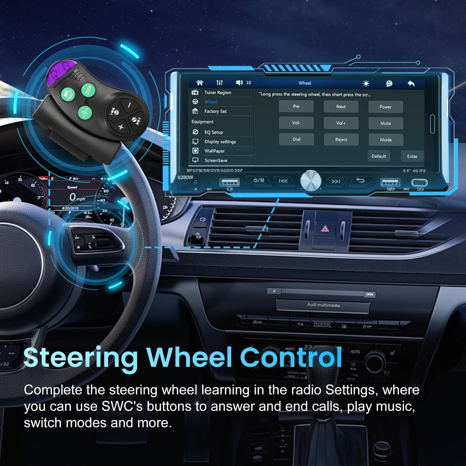 Car Stereo 6.9″ Touchscreen Wireless Apple Carplay Android Auto Dual USB