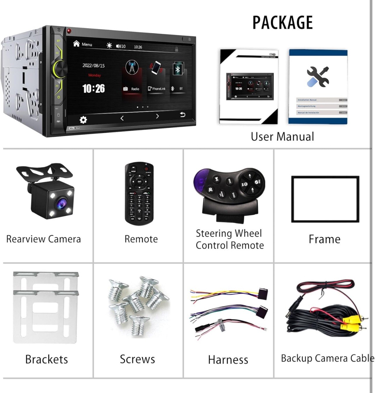 Double Din Car Stereo with Bluetooth: 7inch HD Car Multimedia Receiver MP5