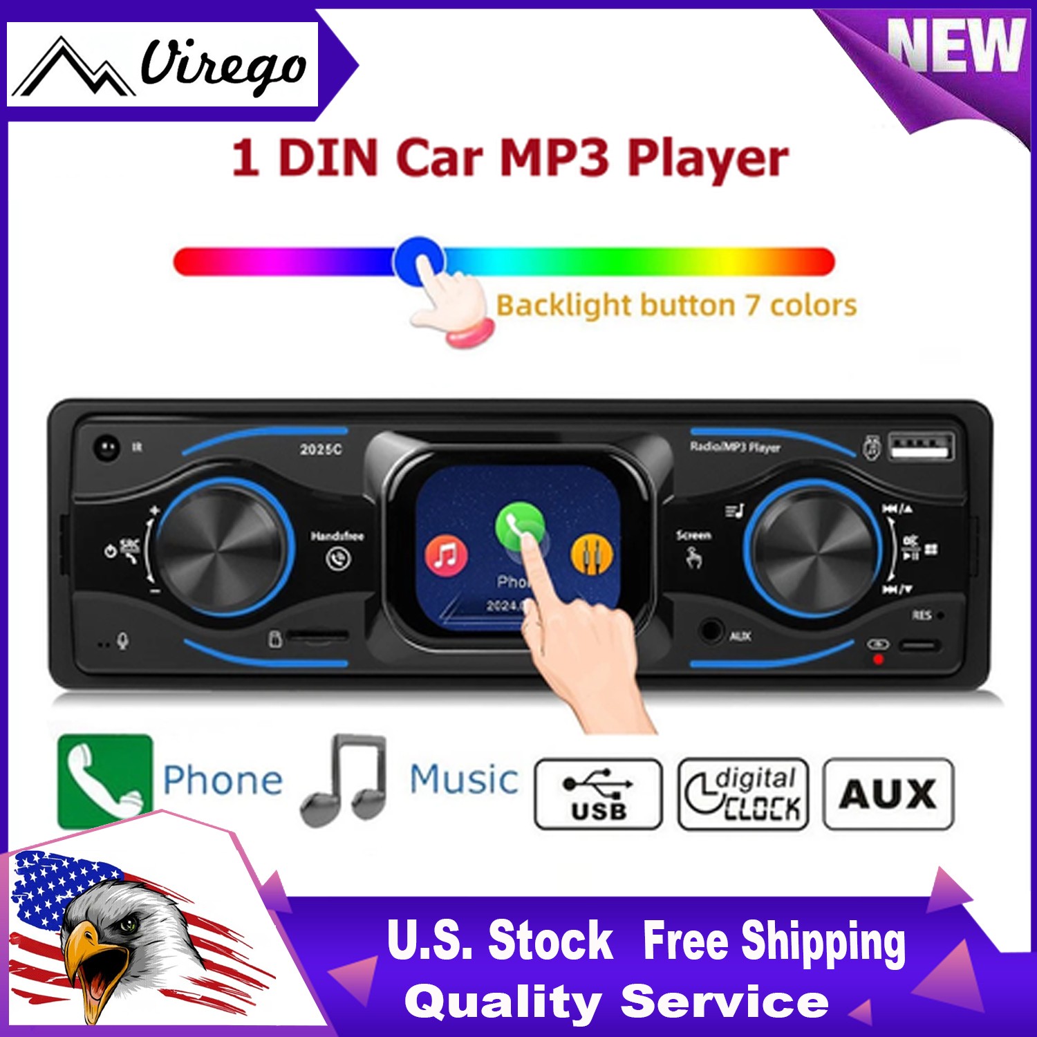 1 DIN 2.17 inch Car Stereo Radio Touch Screen Bluetooth FM MP3 Player TF USB AUX