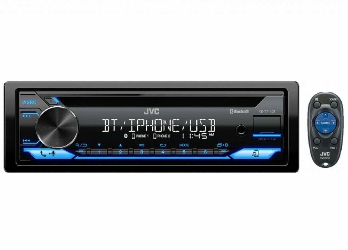 JVC KD-T711BT 1DIN CD PLAYER BLUETOOTH USB AUX IPHONE CAR STEREO RECEIVER CAR