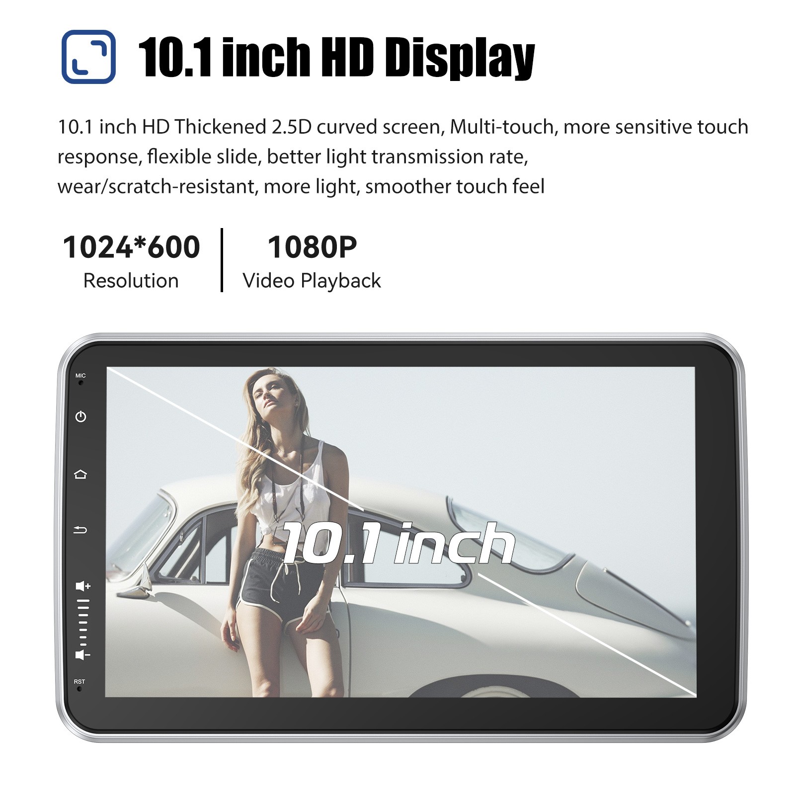 10” 4+64GB Apple Carplay Android 14 Car Stereo Radio Rotatable GPS Single 1 DIN