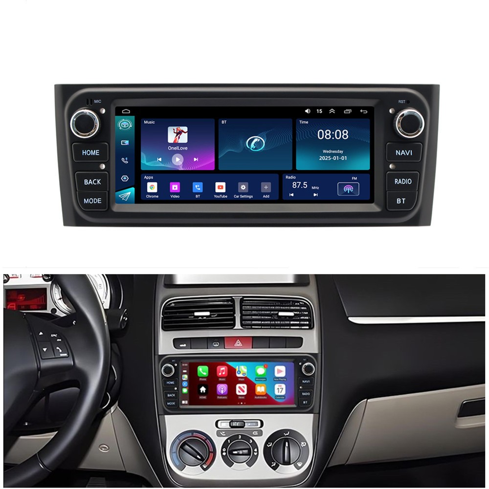 1 Din Car MP5 Player GPS Navi Head Unit Android 15 Fit For Fiat Punto 2007-2013