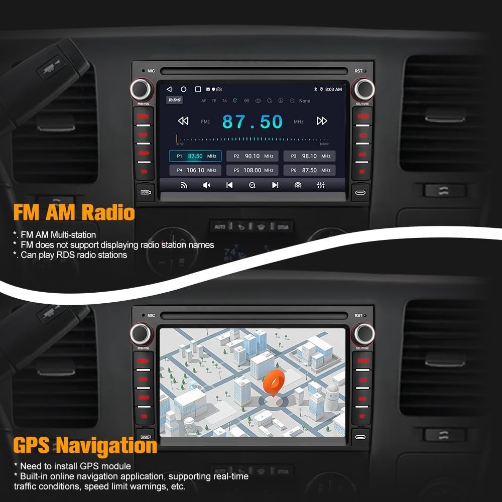 7″ 64G Android Auto Carplay for 2005-2014 Chevy Silverado GMC Sierra Yukon Buick
