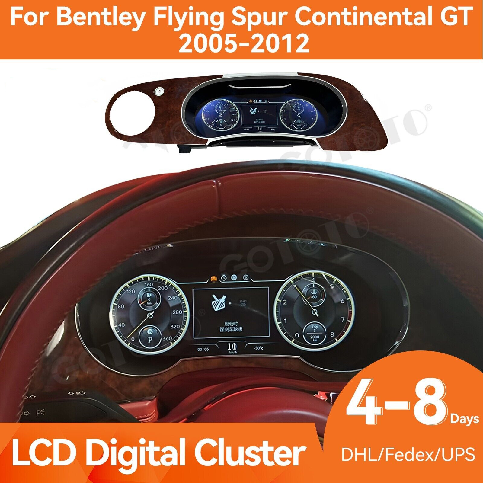 Lcd Digital Cluster Speedometer For Bentley Flying Spur Continental Gt 2005-2012