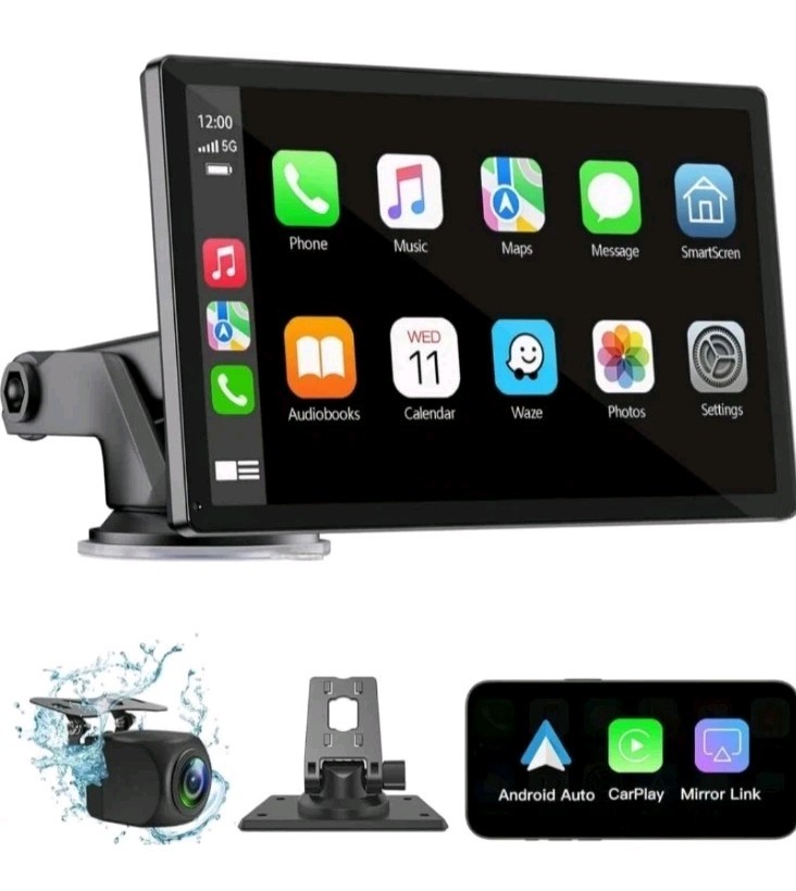 Portable 7″ Wireless Apple CarPlay Screen for Cars,Android Auto,Car Radio Stereo