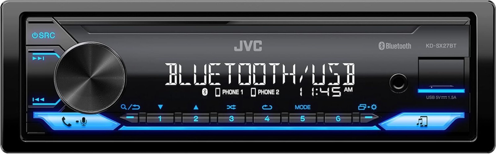 Wireless Car Stereo with USB Charging, Aux-in & Remote App Control – 1DIN Design