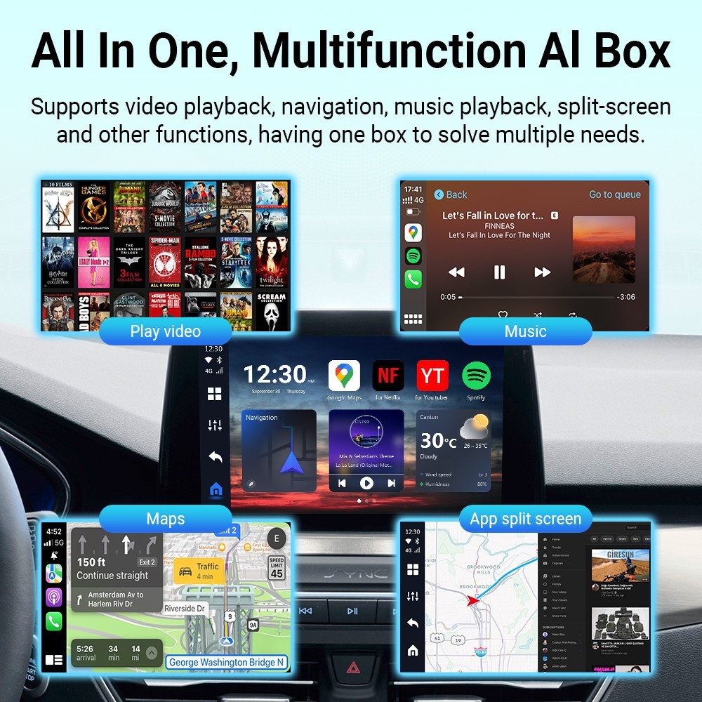 Ottocast P3 CarPlay AI Box Wireless CarPlay Android Auto Video Adapter HDMI 128G