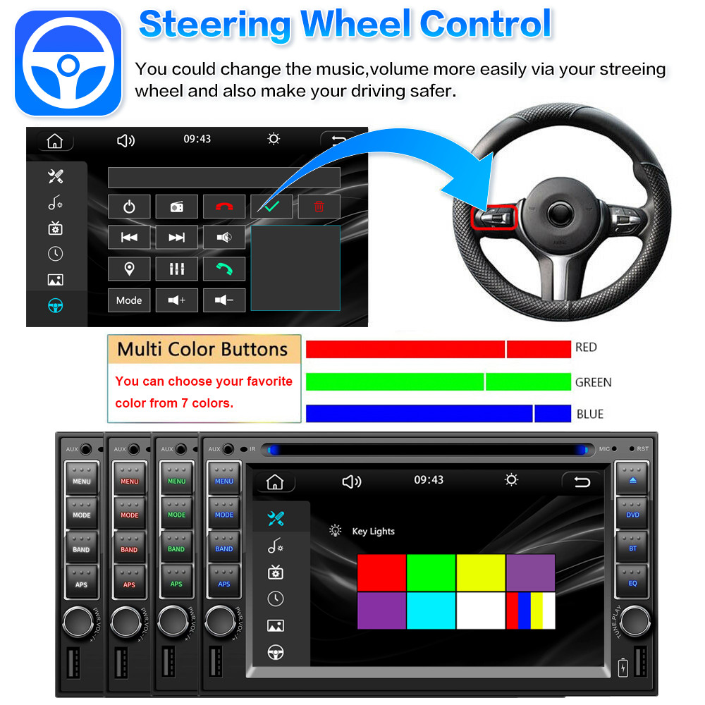 6.2” 2Din Auto-Stereo-CD-DVD-Player Wireless Carplay Android Auto GPS Navi AM