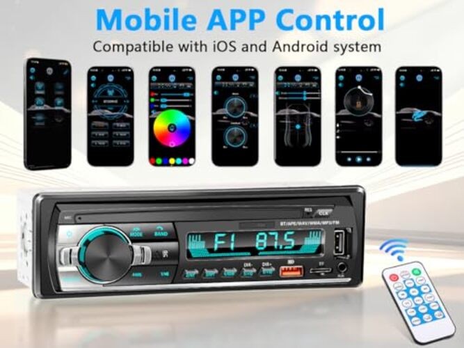 Single DIN Car Stereo Bluetooth, Car Radio Audio with Handsfree & App Control,