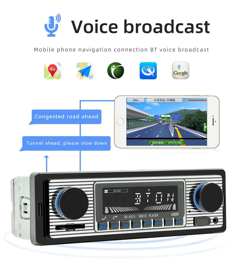 Single Din Car Radio Classic FM Radio,Bluetooth 7*1.97*2.28 inch