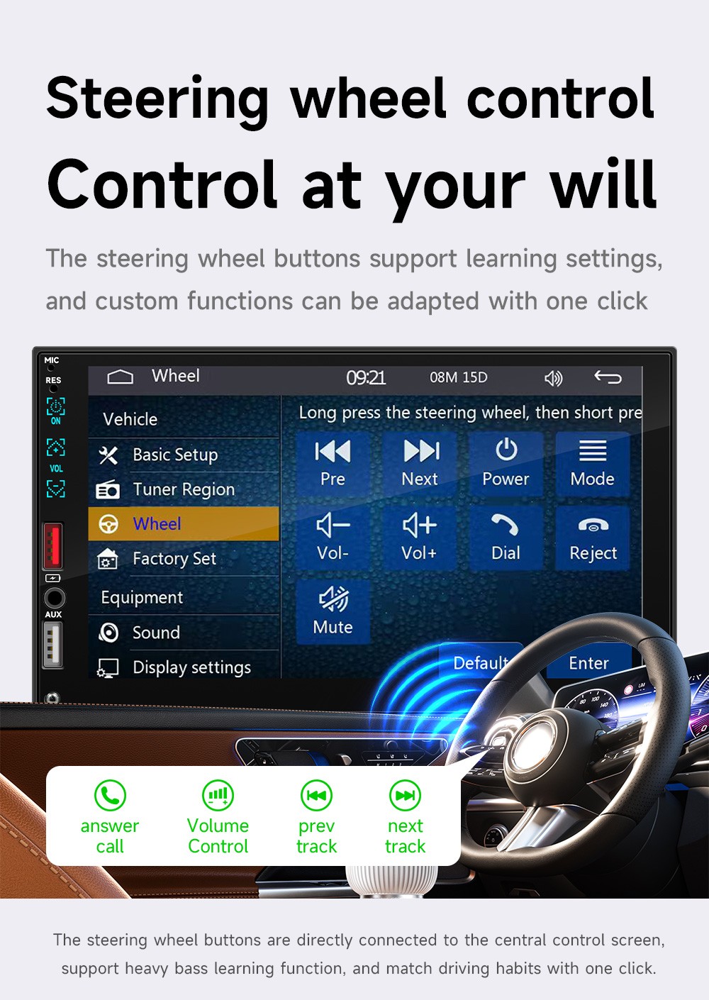 1 Din 7″ Car Stereo Radio Bluetooth with Apple Carplay Touch Screen MP5 Player