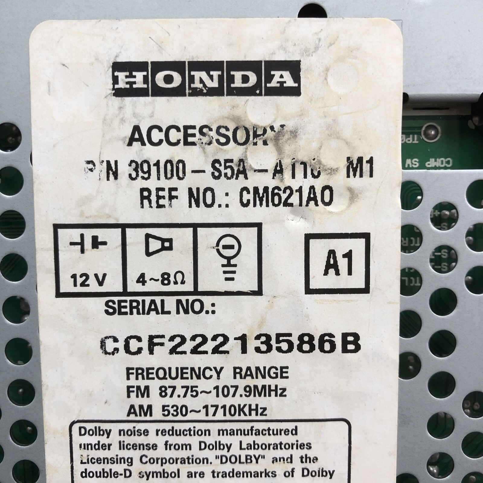 2001-2002 Honda Civic OEM Cassette AM FM Radio Player CM621-A0 39100-S5A-A110-M1