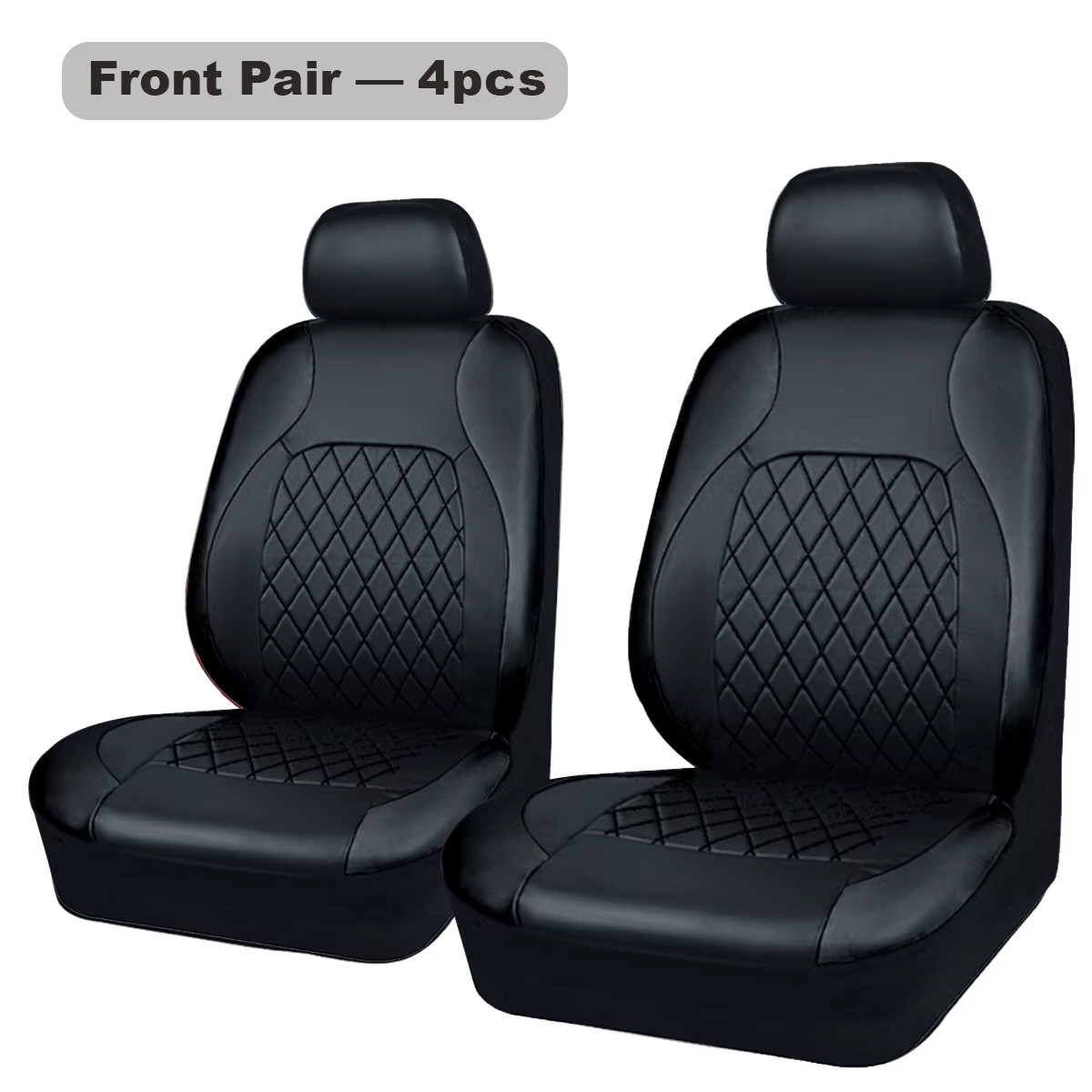 Universal Internal Seat Covers 4PCS All-Season Quilted Faux Leather Car Seat Cov