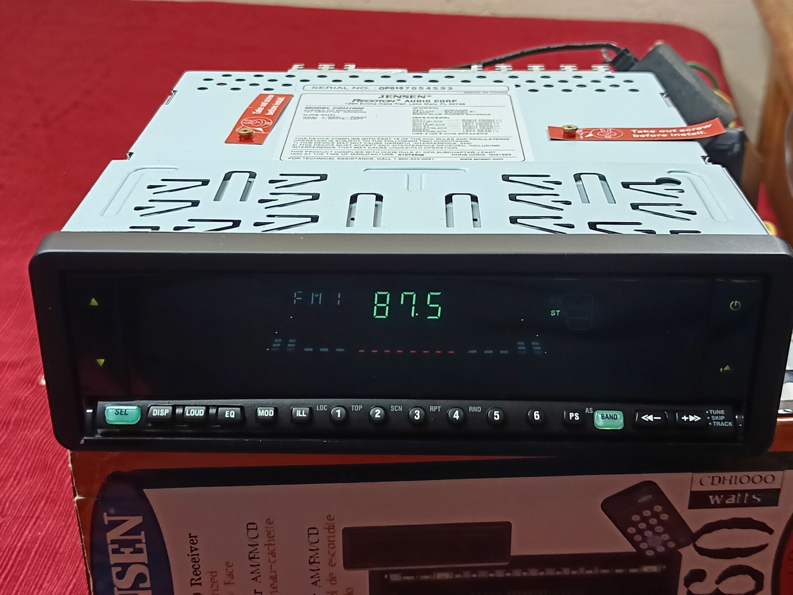 Jensen CDH1000 CD Receiver Car Stereo 160W NEW OPEN BOX, HAD SCREEN ISSUE – READ