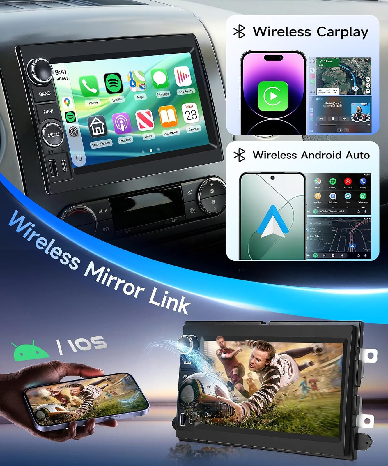 4G Android Car Stereo for Ford F150 F250 F350 2004-2014 with 7-Inch Touchscreen