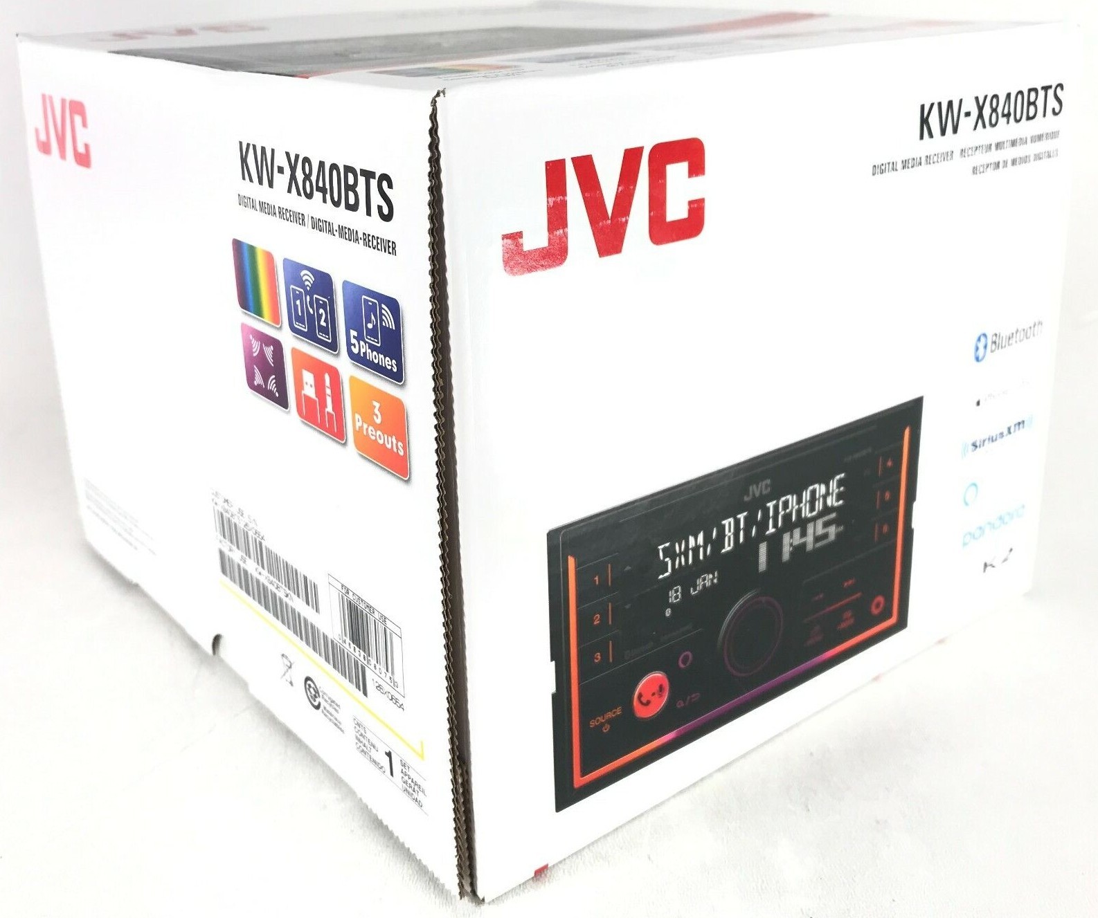 JVC KW-X840BTS Bluetooth Media 200w Car Stereo iPhone Android XM AM FM USB Aux