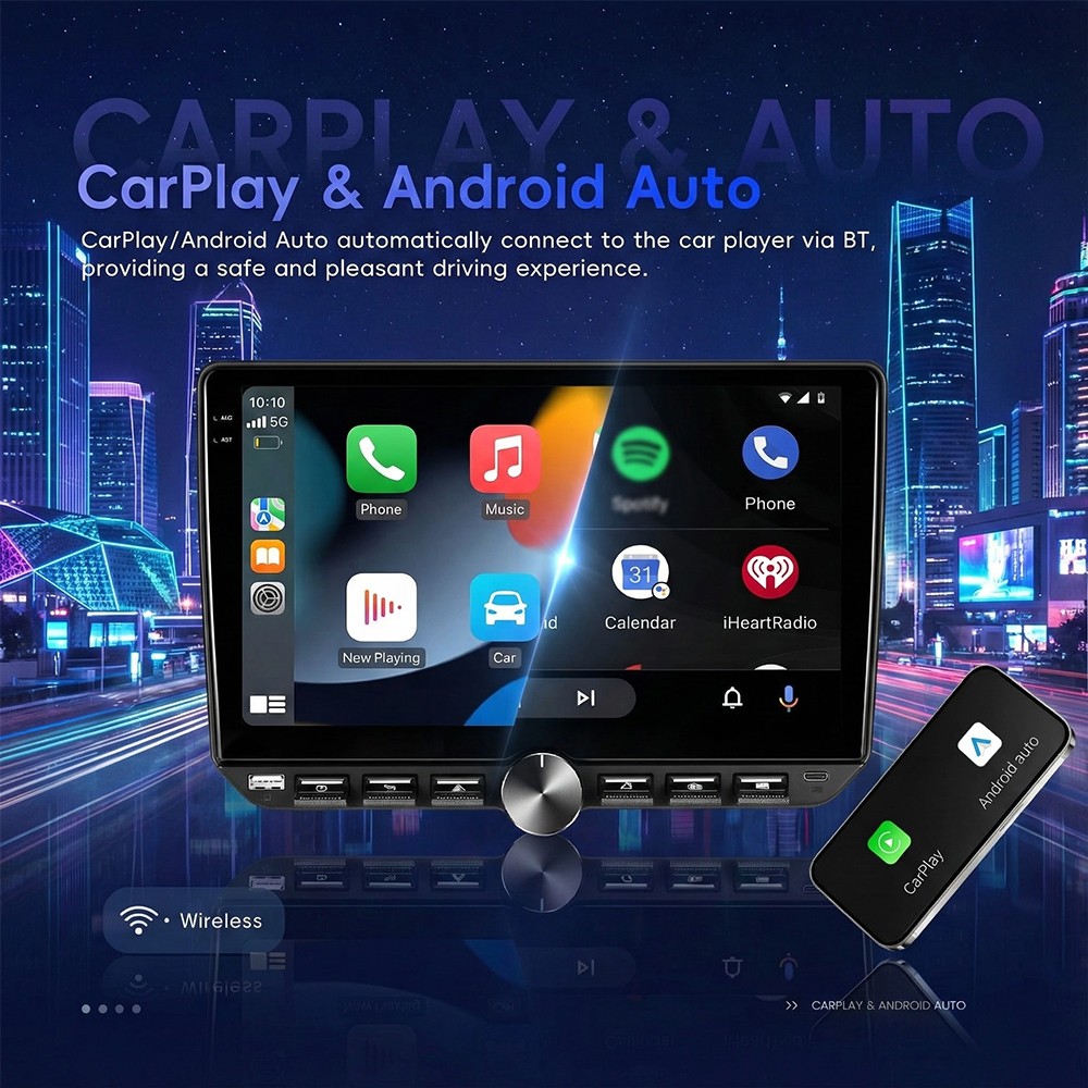 Multimedia Player 10Inch Universal Android 15 Car Stereo Radio Wireless Carplay