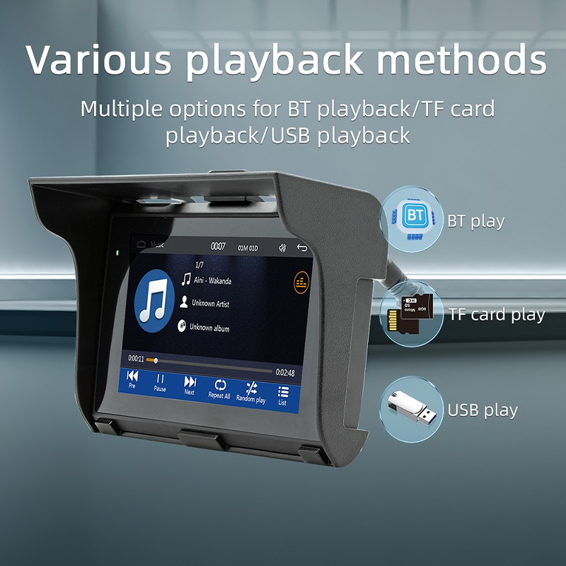 DVR Support Android Auto 5″ Motorcycle MP5 Player Bluetooth 5.0 CarPlay