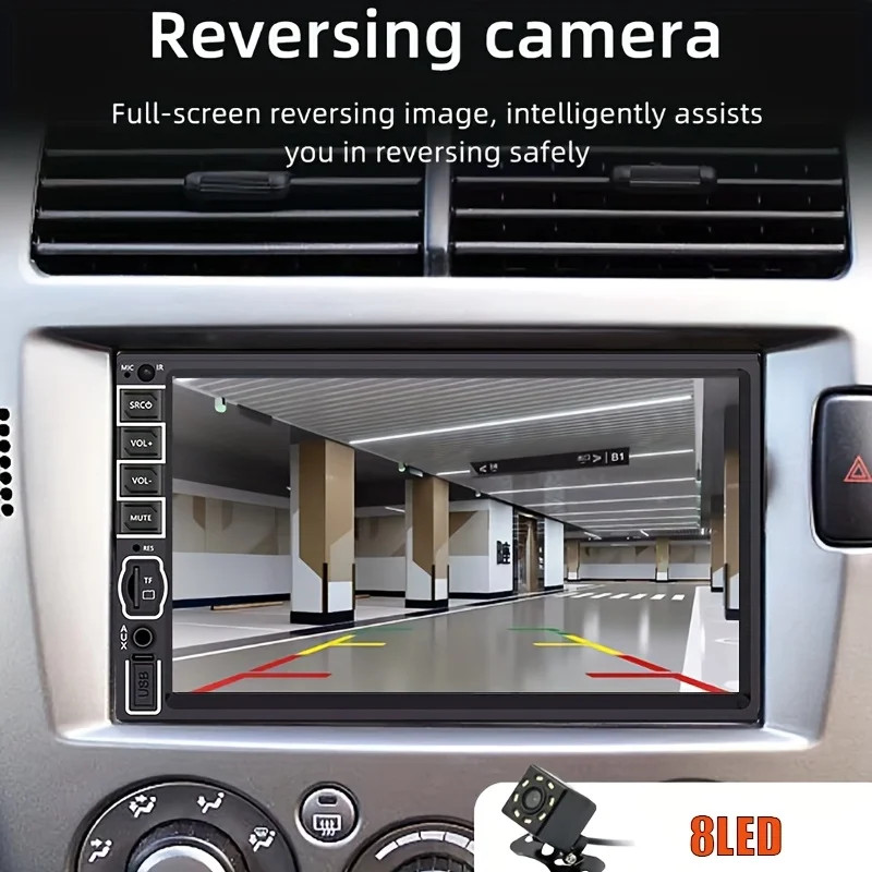7″ HD Car Stereo Radio 2 Din MP5 Player with 8LED Backup Cameras, FM/USB/AUX