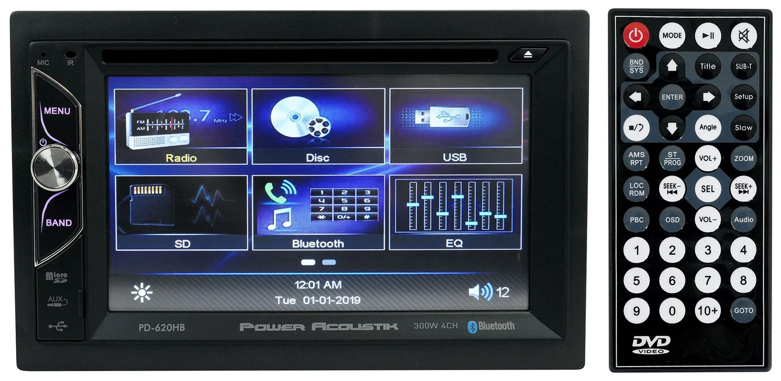 POWER ACOUSTIK PD-620HB 6.2″ TOUCHSCREEN DOUBLE 2 DIN DVD BLUETOOTH/MOBILE LINK