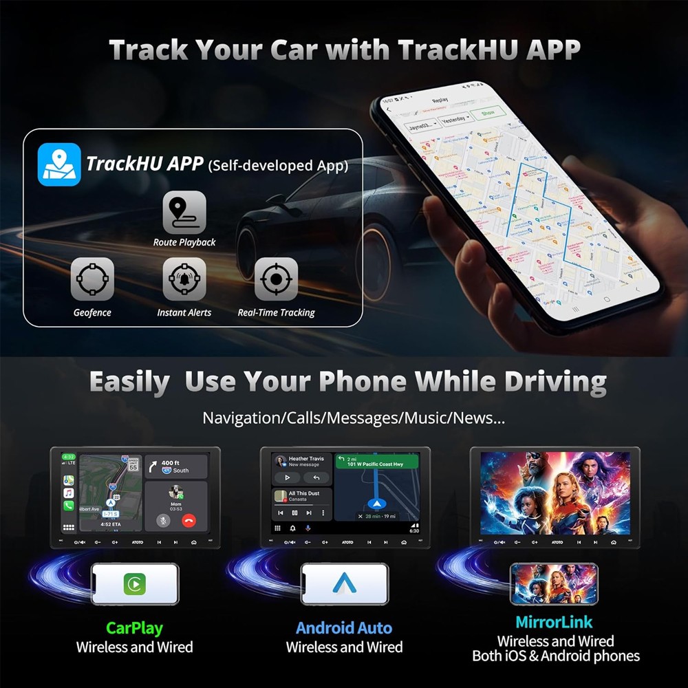 ATOTO A6 Plus 9″ Car Stereo GPS 4+64G Work with Wireless CarPlay & Android Auto