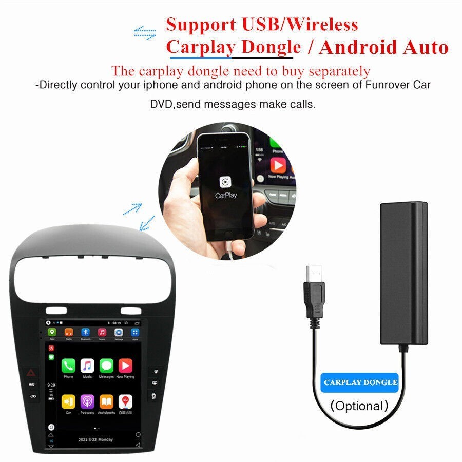 9.7″ Android Car Stereo Radio CarPlay GPS Maps Navi For Dodge Journey 2012-2020