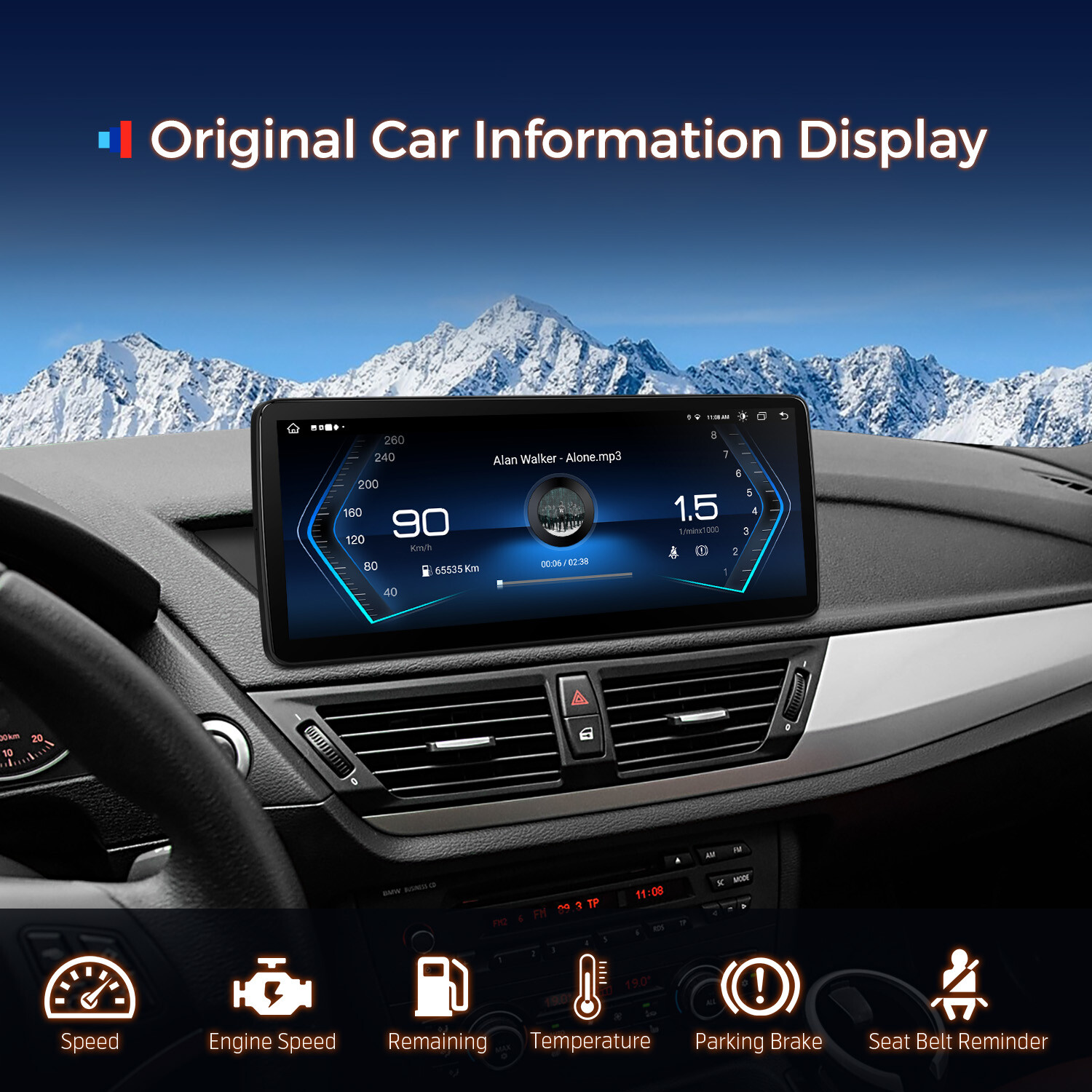 For BMW X1 E84 CIC 12.3″ IPS Android 13 8-Core Car Play GPS Stereo Navi 4G WiFi