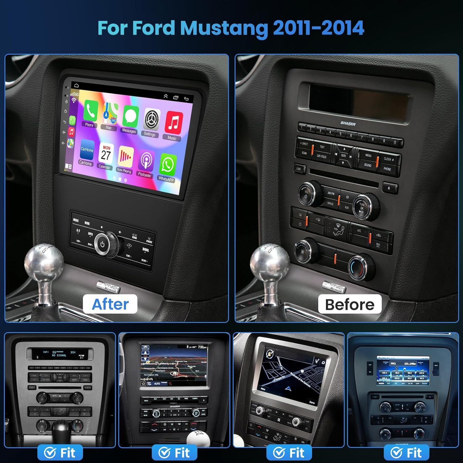 Car Radio Stereo Carplay For 2010-2014 Ford Mustang 2+64G 10in 4+64G Car