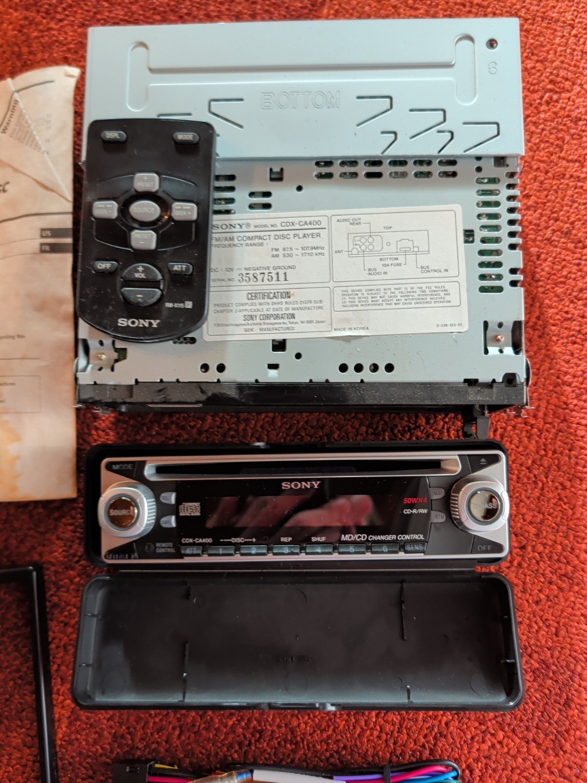 NOS Sony CDX-CA400 Compact Disc Player, 50W x 4, NEVER INSTALLED 2002
