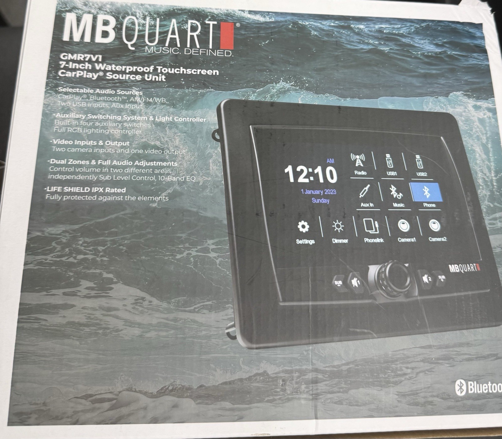 MB QUART GMR7V1 7-Inch Waterproof Touchscreen Apple®CarPlay Source Unit