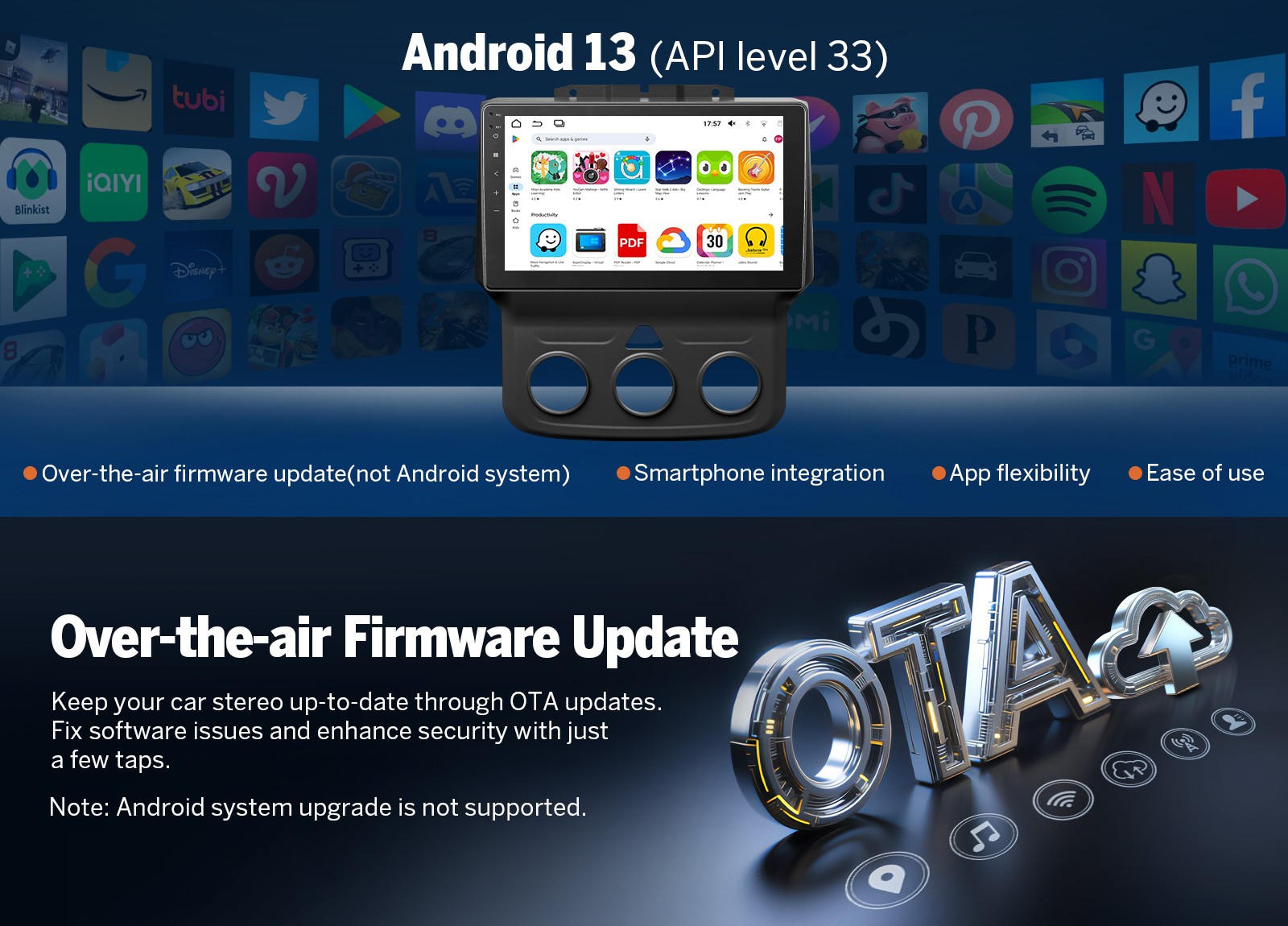 Eonon DGRMX6S2 6+64 9″ QLED Android Car Stereo Radio CarPlay GPS for Ram 1500 4G