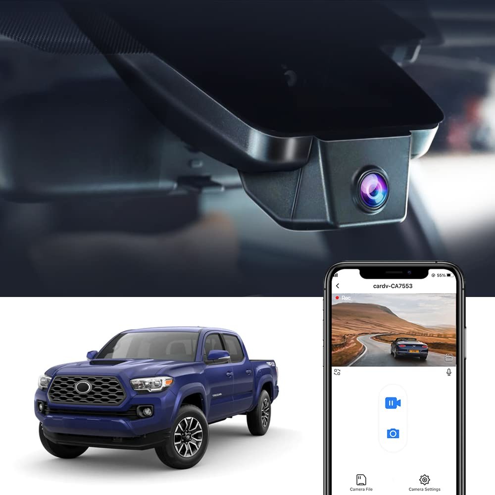 Fitcamx 4K Dash Cam for Toyota Tacoma 2018-2023 All Trims, OEM Look, WiFi, 64GB