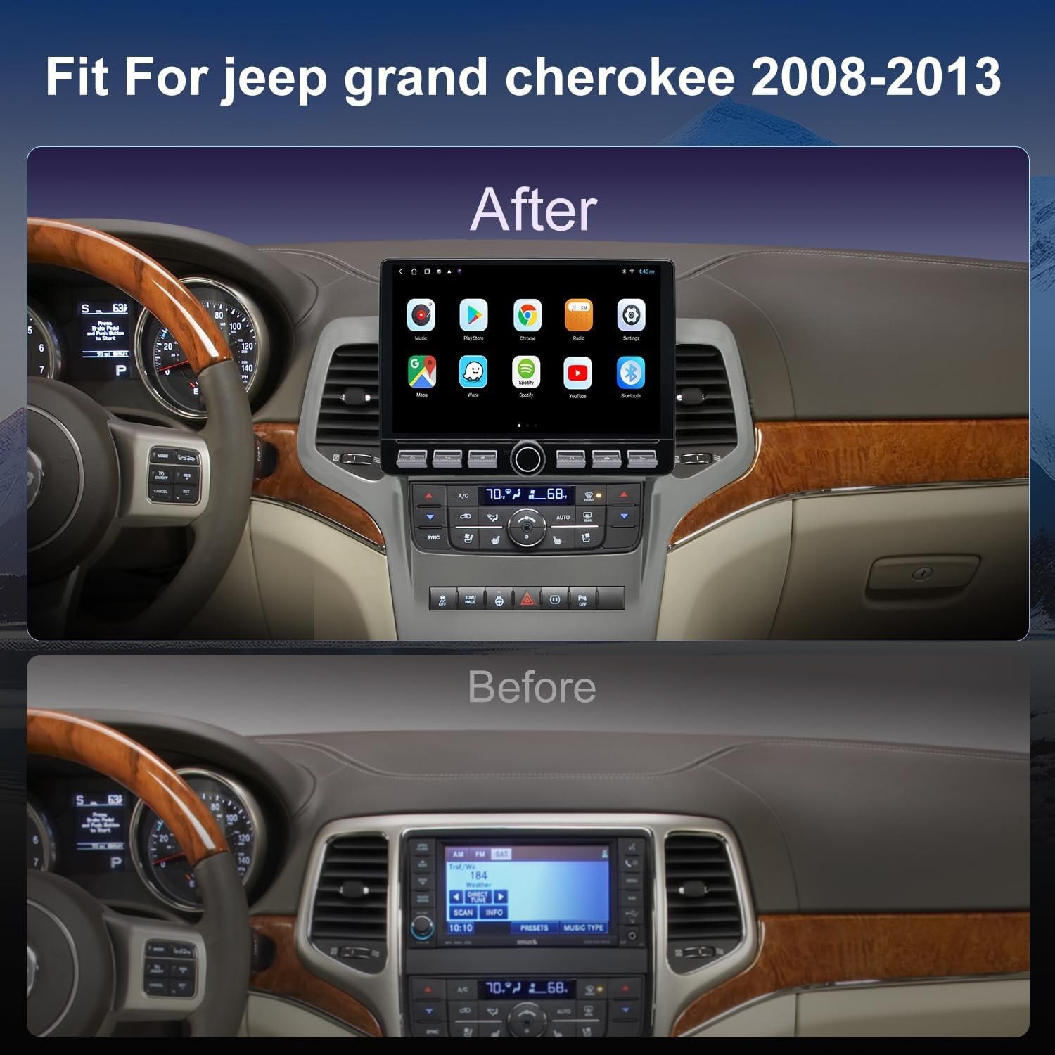 Jeep Grand Cherokee 4G LTE QLED Radio 2011-2013 Upgrade