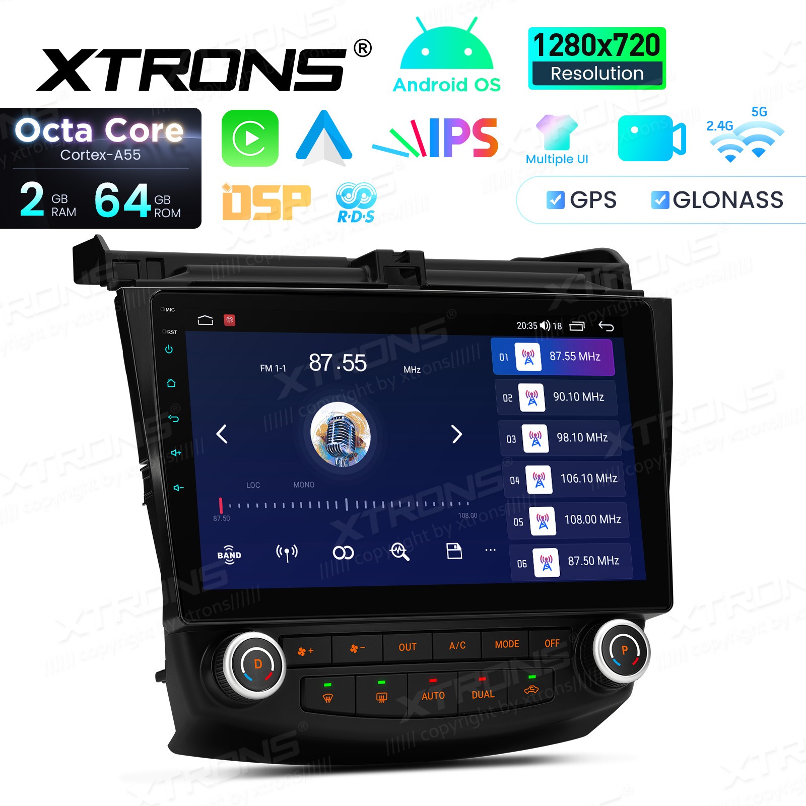 For Honda Accord 2003-2007 CarPlay Android 14 Car Stereo Radio GPS IPS WIFI 64G