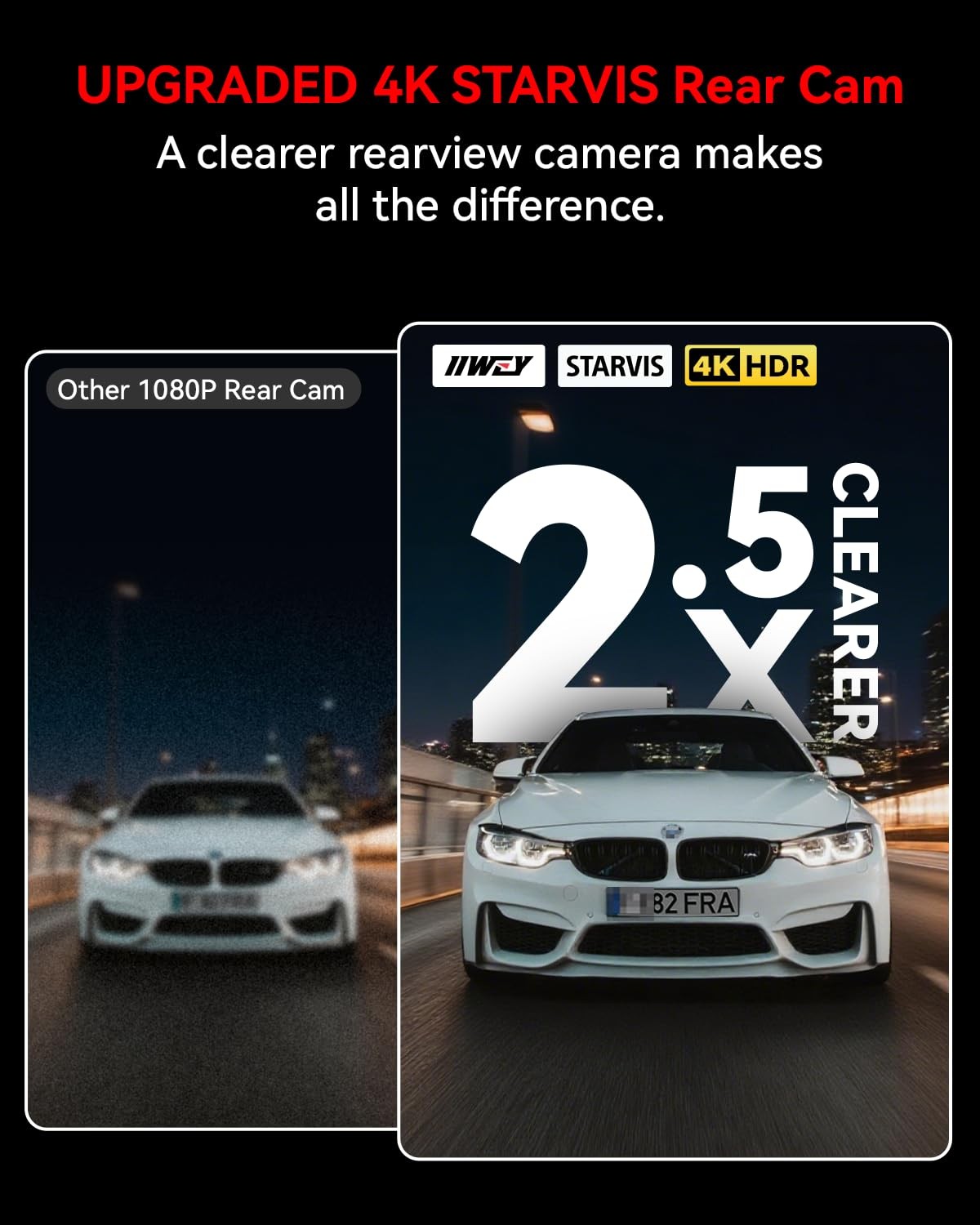 IIWEY 4K+4K Dash Cam Front+Rear, Dual STARVIS, 5G WiFi-6, 128GB SD, GPS, 24/7 PK