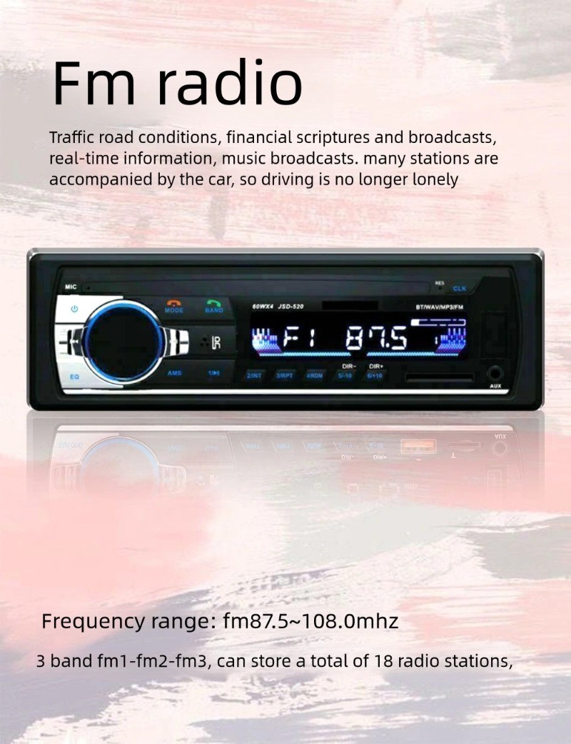Bluetooth Car Stereo Audio In-Dash Aux Input Receiver SD USB MP3 Radio Player FM