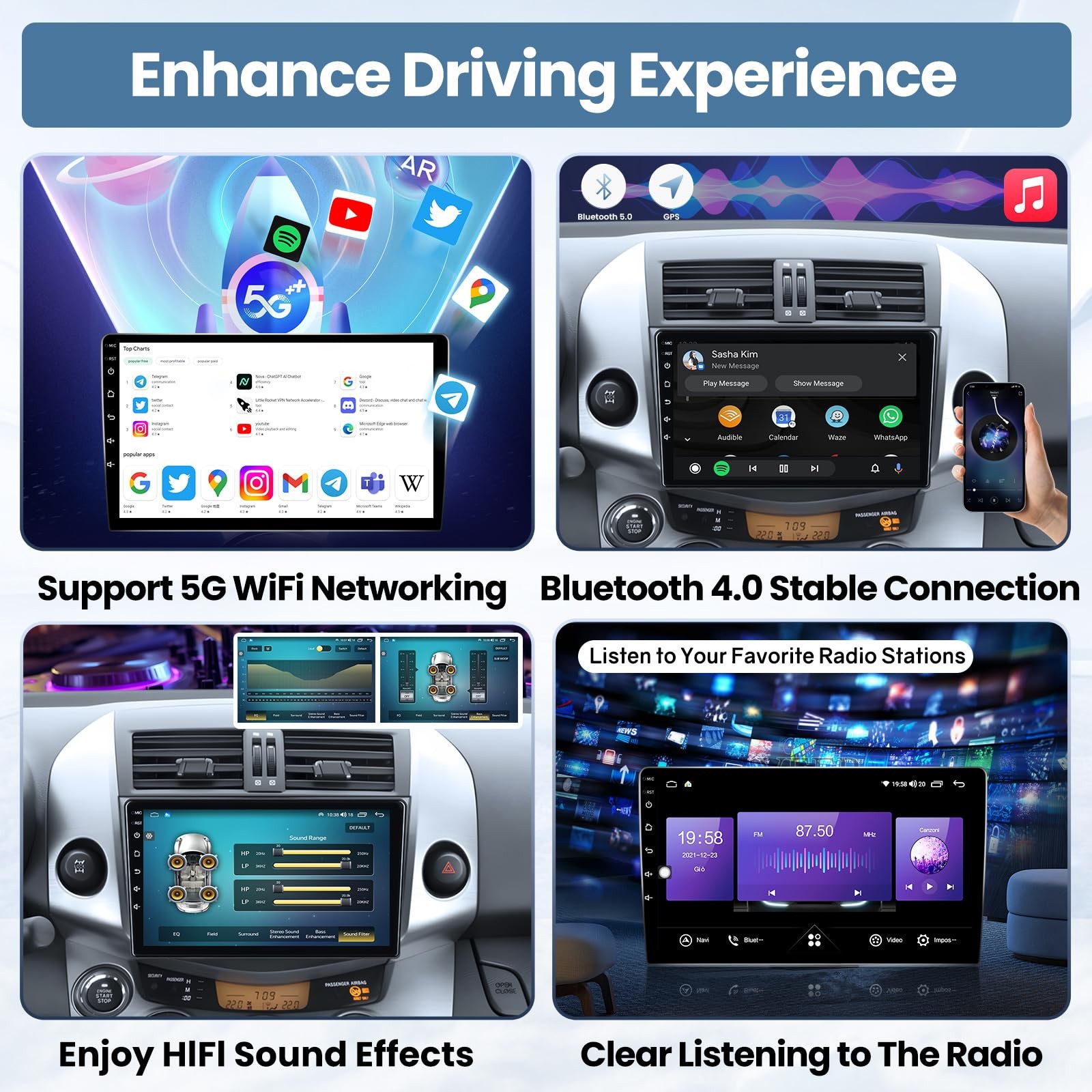 2+64G For Toyota RAV4 2007-2012 Carplay Android Car Radio Stereo JBL 1280*800 FM
